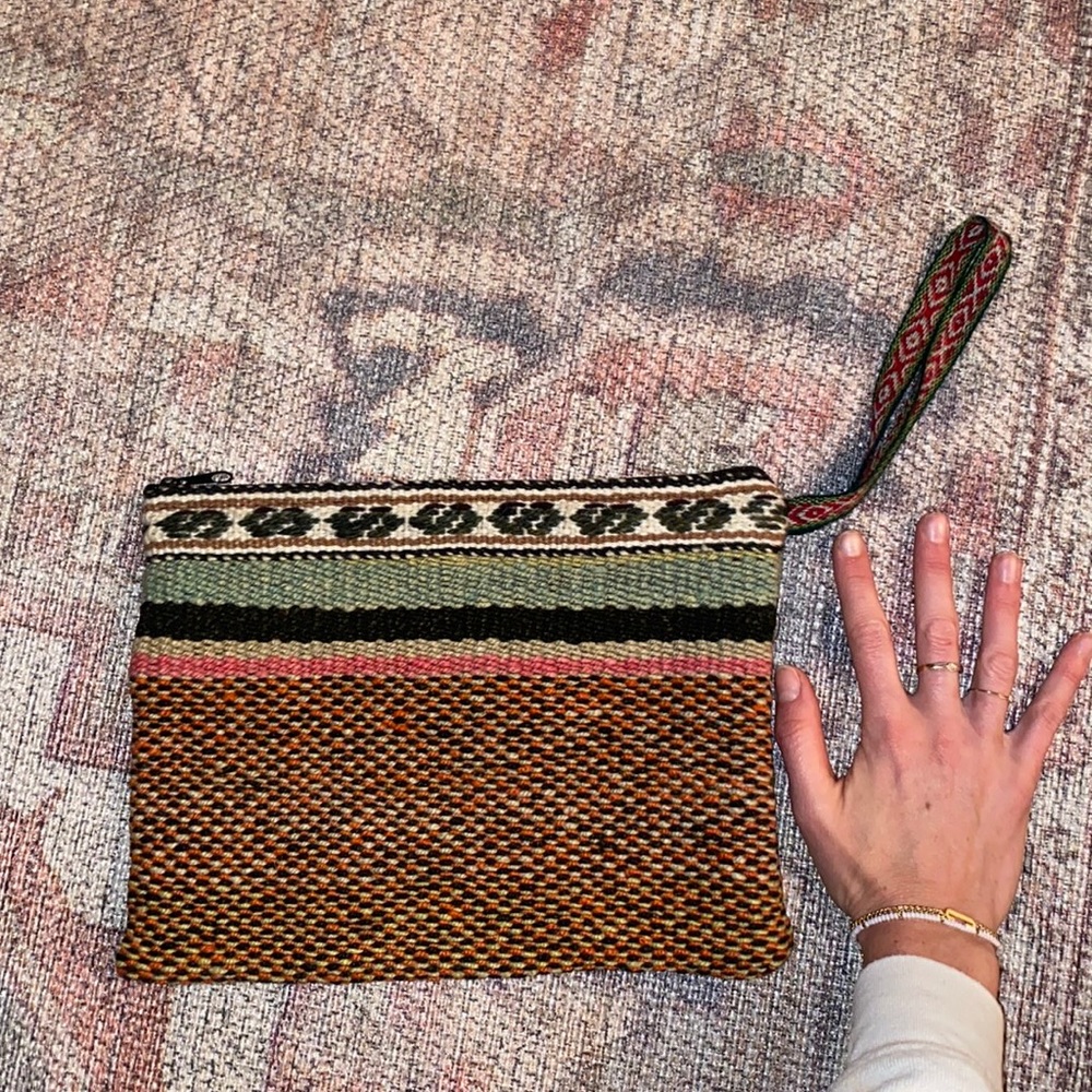 Boho wristlet woven clutch, medium/large